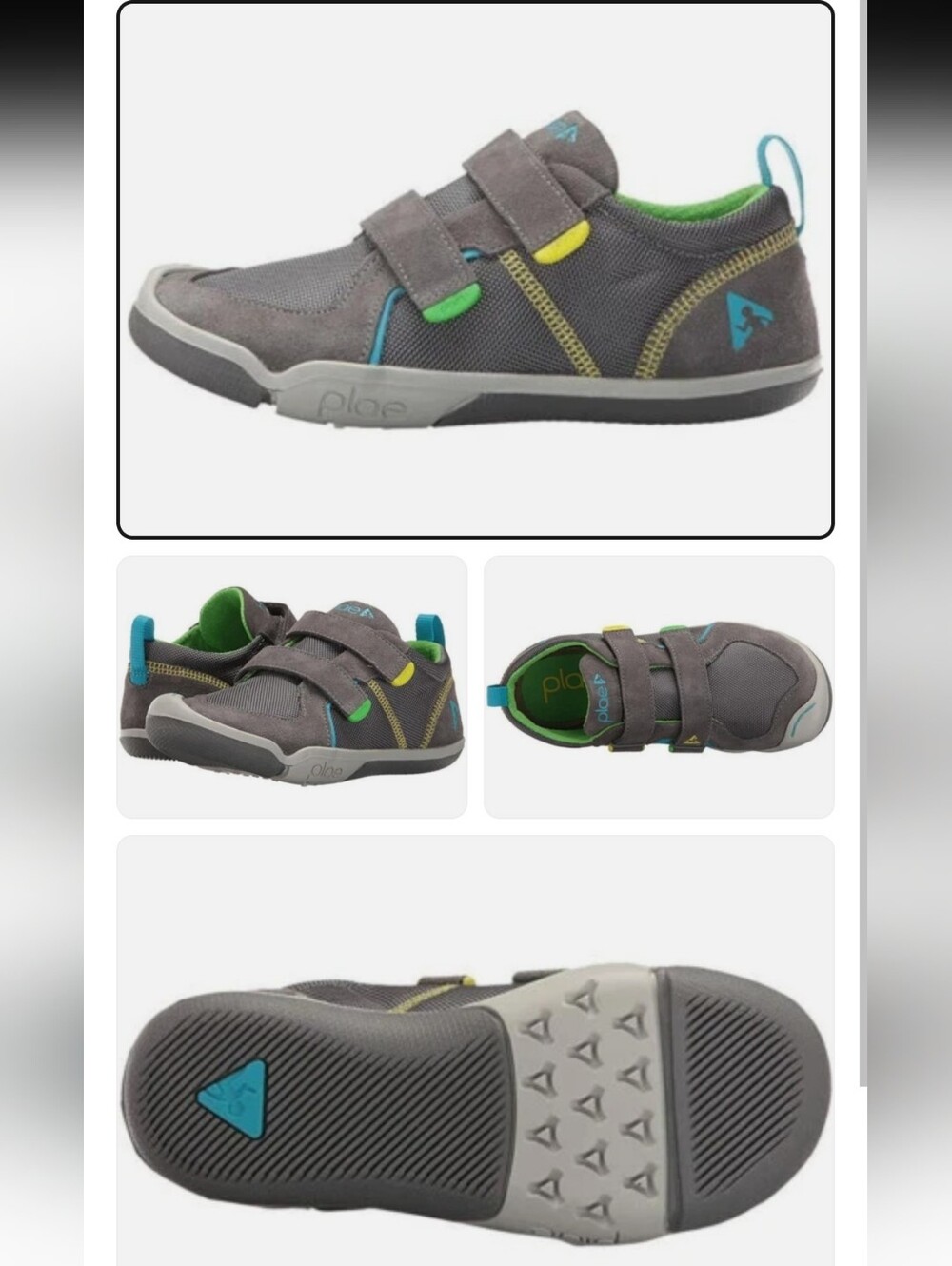 PLAE Gray Sneakers with Green and Teal Accents